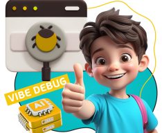 Тестирование & Vibe Debug. Охотники за багами - КИБЕРшкола программирования для детей, компьютерные курсы для школьников, начинающих и подростков - KIBERone г. Соколиная гора